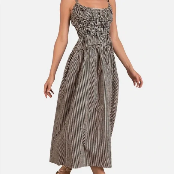 ELAN black and tan striped dress - Picture 2 of 4